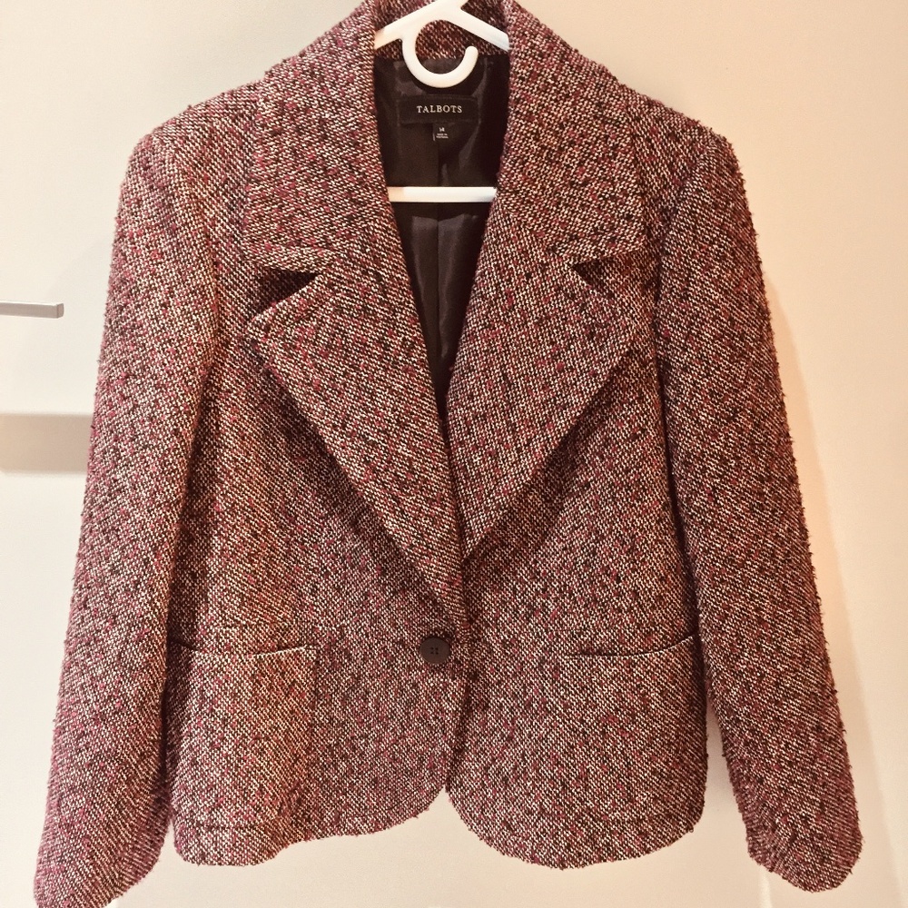 Talbots  Tweed One Button Two Pocket Blazer SZ 14